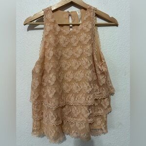 Anthropologie Lace Layered Peach Tank Top - Size 8